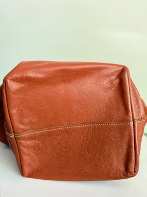 Crate & Barrel Pebbled Leather Tote Bag Orange Slouchy 2016 Limited Release thumbnail 13