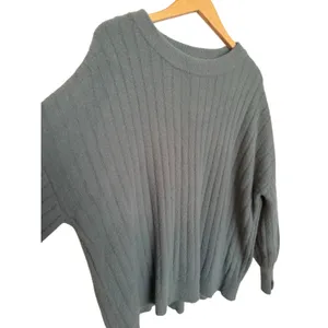 Aerie American Eagle Oversized Soft Crewneck Sweater Size S Green Ribbed Knit thumbnail 4