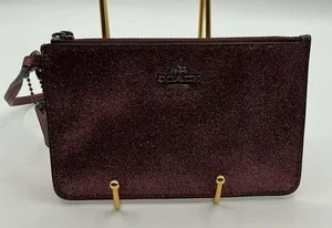 A Rare HTF Vintage Sparkling Burgundy Glitter Coach New York Zip Wristlet thumbnail 1
