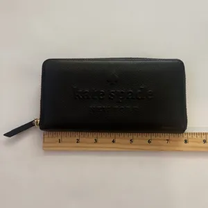Kate Spade Neda Larchmont Avenue Pebble Leather Embossed Logo Black Wallet thumbnail 5