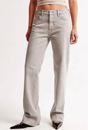 Abercrombie & Fitch Tan Curve Love Baggy Low Rise Jeans thumbnail 1