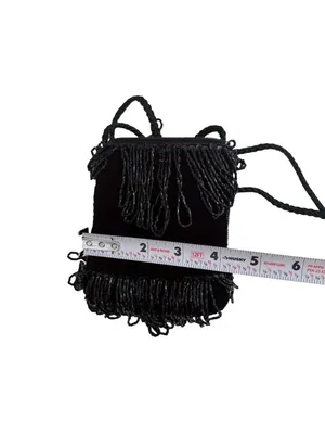 VINTAGE Black Beaded Cocktail Beaded Evening Bag thumbnail 6