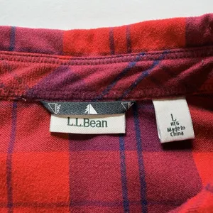 LL Bean Whisper Lodge Red Plaid Flannel Button Up Shirt Pockets LARGE thumbnail 10
