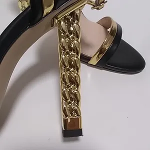FINAL MARKDOWN FSJ Fashion Gold Metal Tone chain heel Party Pumps size 9 thumbnail 8