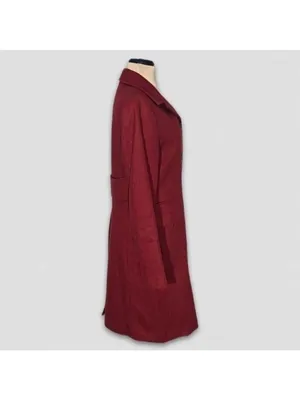 Banana Republic Wool Blend Pea Coat Red Burgundy Extra Small thumbnail 3