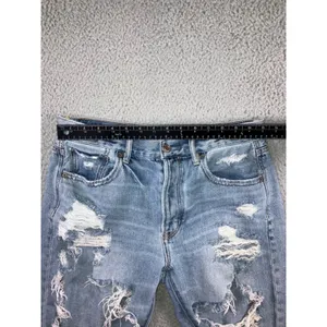 American Eagle Girlfriend Jeans Women 8 Short High Rise‎ Distressed Thrashed thumbnail 3