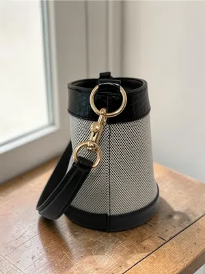 Jason Wu Textured Canvas Leather Crocodile Trim Bucket Bag thumbnail 3