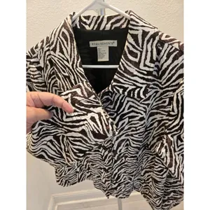 Requirements Vintage Zebra Print Jacket Womens L Brown Cream Animal Y2K thumbnail 4