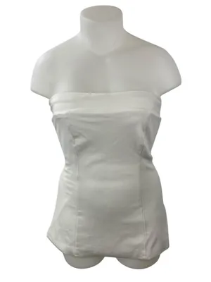 RNWY Women's White Strapless Tube Bandeau Fitted Bustier Mini Bodycon Dress Sz L thumbnail 1