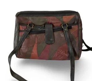 Vintage 90s Leather Patchwork Bag Brown thumbnail 1