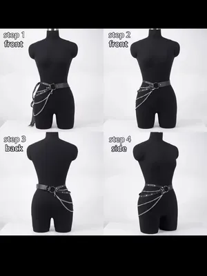 Black Studded Leather Chain Waist Belt - Women Accessories thumbnail 8