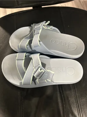 Chacos Women Pale Blue Slide Sandals with Mint Trim thumbnail 3