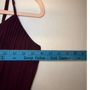 Ali‎ & Jay Burgundy Pleated Maxi Dress V-Neck Ladder Strap AJ9-672 Small thumbnail 10