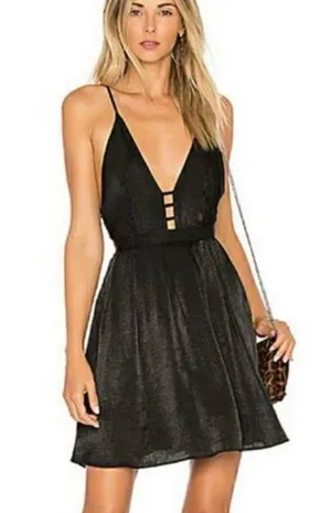 Gabby Party Satin Black Mini Dress thumbnail 1