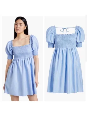 Hill House Athena Blue Glitter Smocked Nap Dress Size Small thumbnail 2