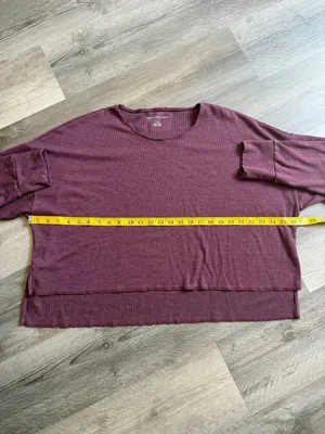 American Eagle Thermal Waffle Top Large Athleisure Purple thumbnail 7