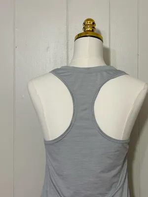 Vuori Lux Performance Racerback Tank Top Gray Estimated Size Small thumbnail 4