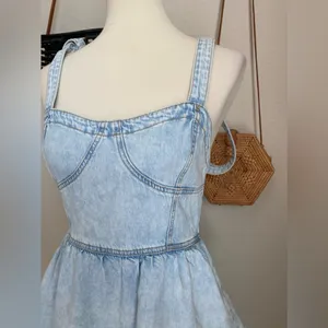American Eagle Denim Jean Ruffled Layered Dress, Size Medium thumbnail 2