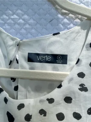 Verte Women’s Size Small White Black Polka Dot Ruffle Wrap Maxi Dress Side Tie thumbnail 3