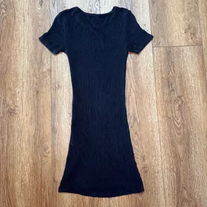 Brandy Melville Black Ribbed Short Sleeve Mini Dress Bodycon Made in Italy OS thumbnail 6