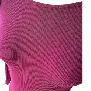 Burgundy Red Ribbed Bodysuit 1 Piece by BOZZOLO ~ Women's Size SMALL thumbnail 4