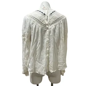 Free People Abigail Victorian Eyelet Top Ivory Blouse Size M thumbnail 7