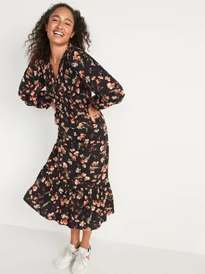 🌸OLD NAVY Floral Tiered Ditsy Midi Swing Dress Boho Size M thumbnail 4