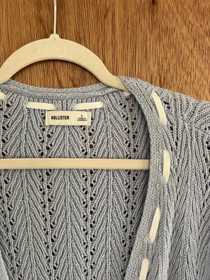 Hollister pearl baby blue knit crochet cardigan thumbnail 2