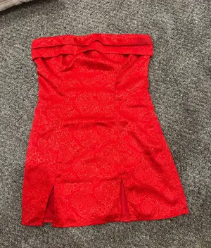Lucky in the sky strapless red dress thumbnail 1