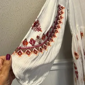 Free People Ariana White and Red embroidered tunic top size X Small thumbnail 10