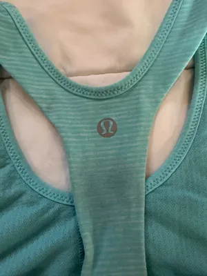 Lululemon Racerback Tank Top Aqua Blue Striped Built-In Bra Size Unknown thumbnail 7