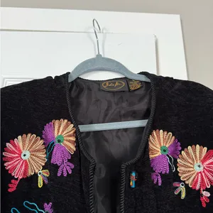 Julia Kim Floral Fully Embroidered Beautiful Blazer Jacket Vintage 90s thumbnail 7