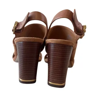 Tory Burch Selby Block Heel Sandals Ambra‎ Suede 75mm Size 8 thumbnail 5