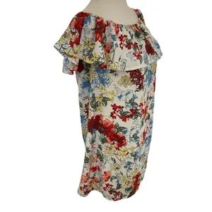 Abercrombie‎ & Fitch Floral Off-The-Shoulder Ruffle Mini Dress White Small thumbnail 14