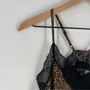1. State Chiffon Leopard Animal Print Lace Cami Y2K‎ Mob Wife thumbnail 3