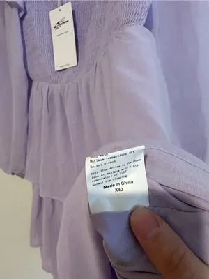 Byinns Smocked Ruffle Mini Dress Square‎ Neck Long Sleeve purple size small thumbnail 7