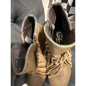Sbicca Vintage Collection Brown Fringe Wedge Ankle Boots Women's Size 8 Boho thumbnail 4