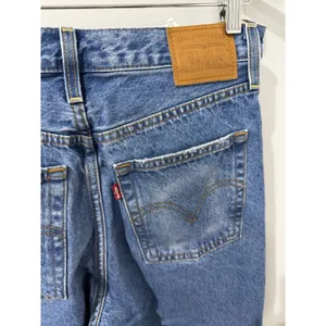 Levis Jeans 29 Blue Ribcage Straight Ankle Button Fly Distressed Med Wash W thumbnail 6