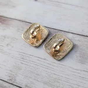 Vintage Clip On Earrings Retro Stylish Red & Gold Tone Statement thumbnail 3