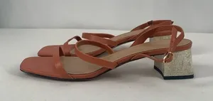 Pedro Square Toe Heeled Sandal in Rust Size 9 or 39‎ Red thumbnail 1