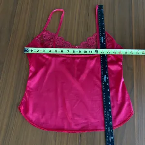 80s Vintage Maidenform Cami Slip Red Lace Trim Lingerie Coquette Glam Romantic thumbnail 6