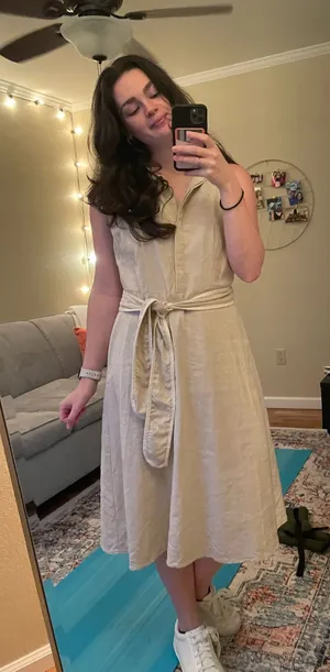 Sleeveless Linen Belted Dress thumbnail 1