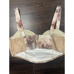 Earth‎ Tone Tie Dye Corset Crop Top with Vegan Leather Paneling thumbnail 2