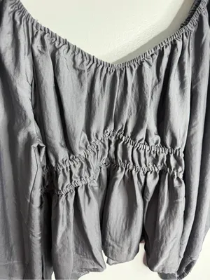52Seven Gray‎ Smocked Peplum Top Balloon Sleeve XXL Cottagecore Romantic Boho thumbnail 9