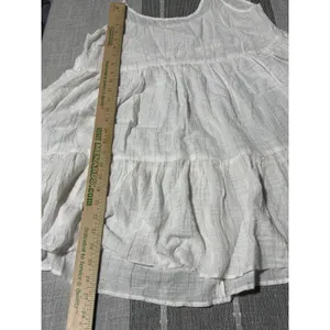 Aerie Womens White Gold Metallic Stripe Tiered Babydoll Cami Tank‎ Top Medium thumbnail 2