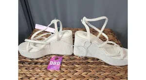 Wild Fable Ronnie Womens 6.5 Ivory Strappy Wedge Heels Open Toe Platform Sandals thumbnail 2