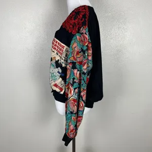Carole Little Cardigan Jacket M Moulin Rouge Can Can Dancer Floral Rosette Artsy thumbnail 11
