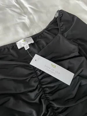 Black Long Sleeve Cinch Detail Crop Top thumbnail 4
