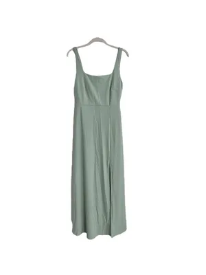 Birdy Grey Alex Crepe Sage Green Square Neck Bridesmaid Maxi Dress Gown Small thumbnail 7