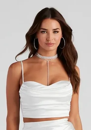 Windsor Sweet Amour Satin Pleat Crop Top Large NWT thumbnail 1